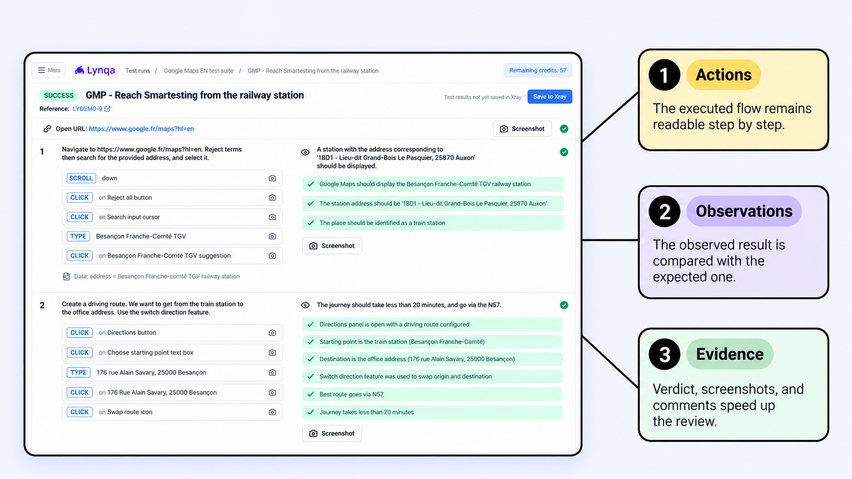 Diagram comparing manual testing with agentic execution: 2 days of manual testing versus 2 hours with agentic execution. The visual highlights parallel test execution, verified results, reported issues, and faster release cycles that reallocate QA time to higher-value work.